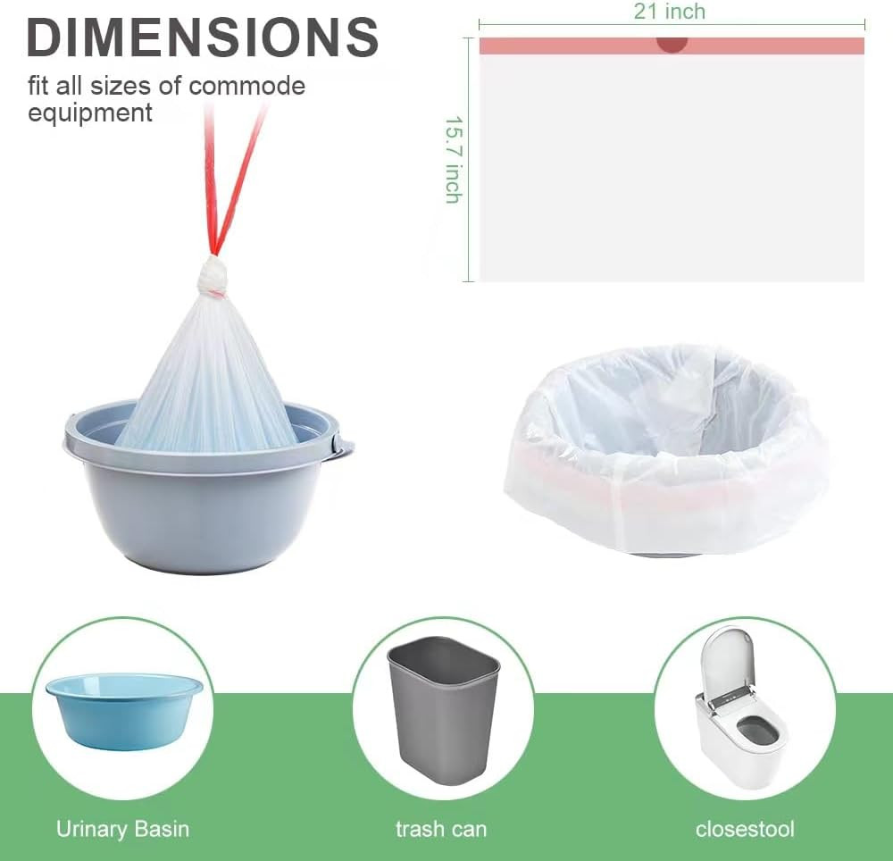 Commode Liners 120 Pack Disposable Portable Toilet Bags Bedside Chair Camping Po