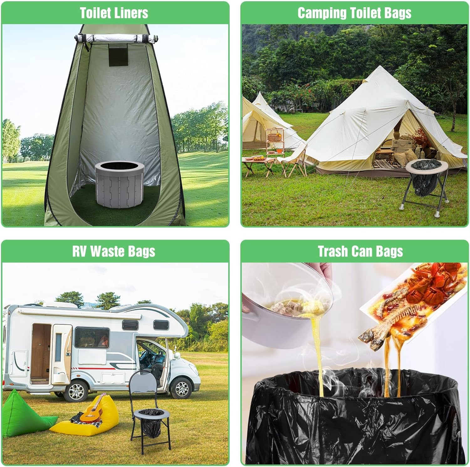 120 Portable Camping Toilet Bags 8 Gallon Emergency 1 Count (Pack of 120)
