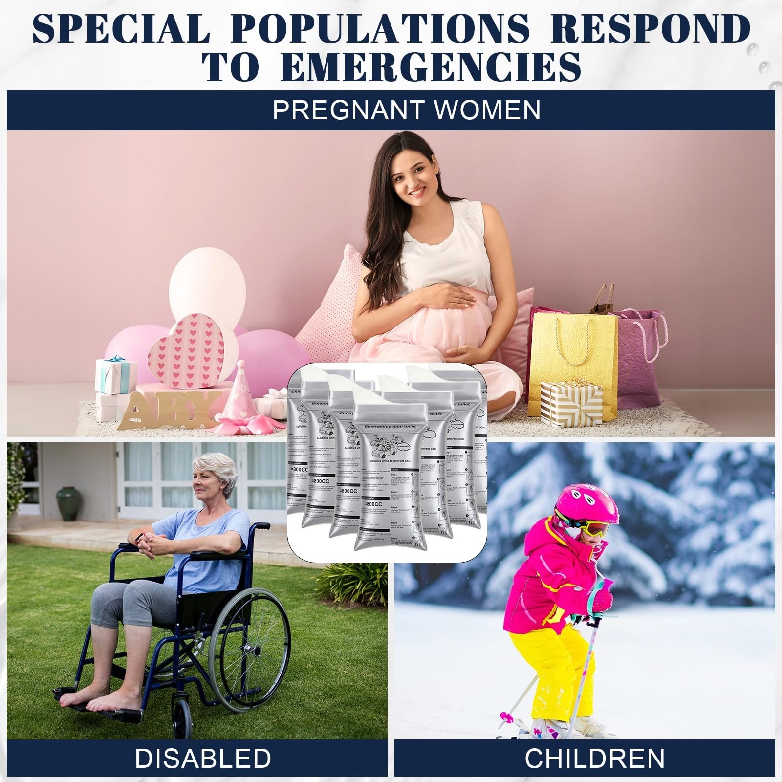 50 Pcs Disposable Urinal Bags – Portable Pee Bags for Travel, Camping, Emergency
