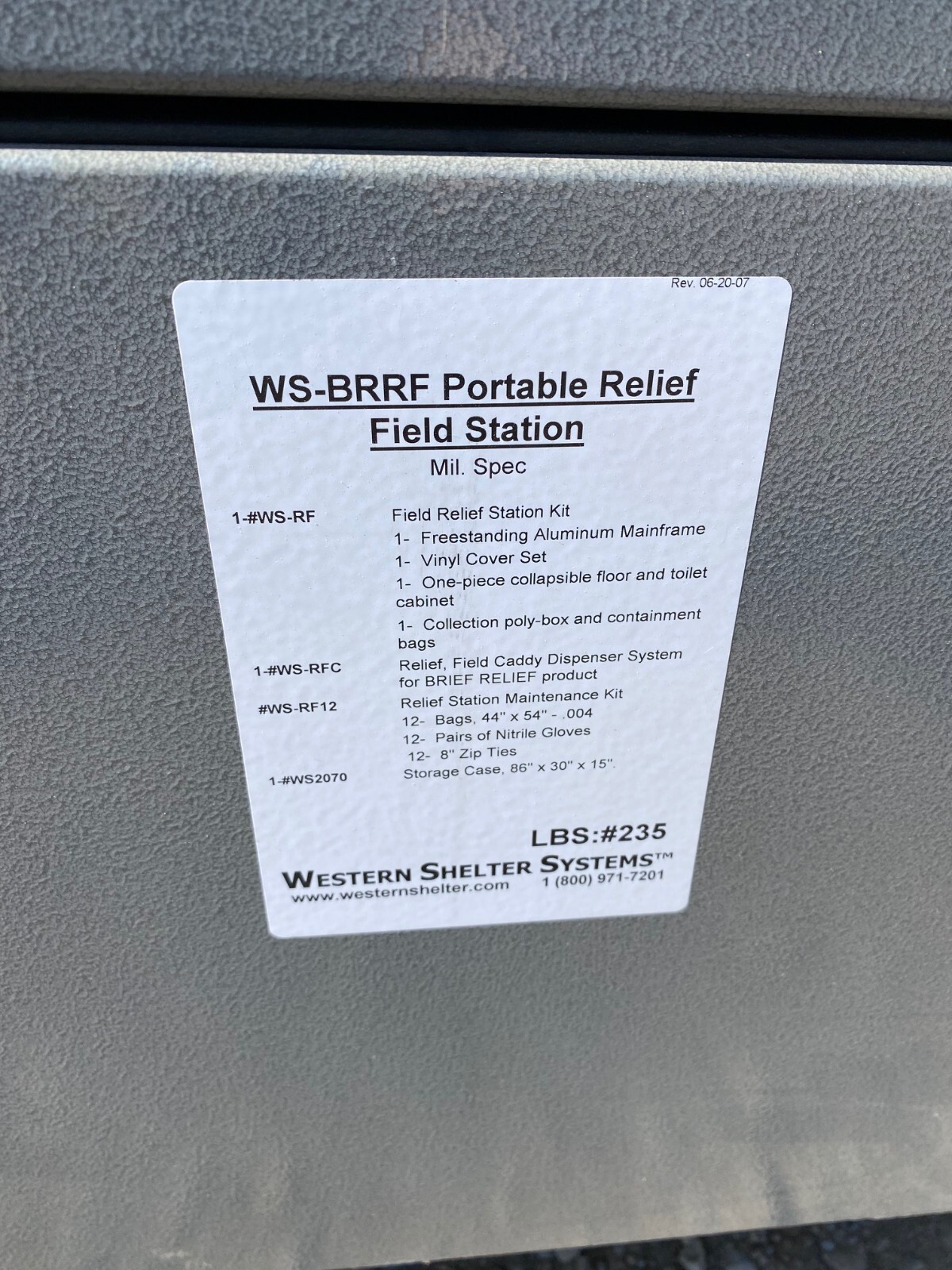 Western Shelter Systems Single Stall Relief Station Portable Toilet NEW Camping