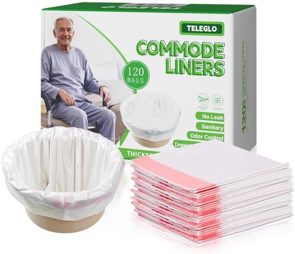Commode Liners 120 Pack Disposable Portable Toilet Bags Bedside Chair Camping Po