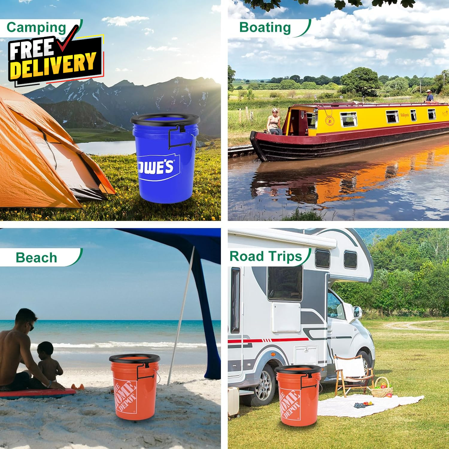 Bucket Toilet Seat Portable Toilet Seat for 5 Gal Buckets Camping Toilet Seat…