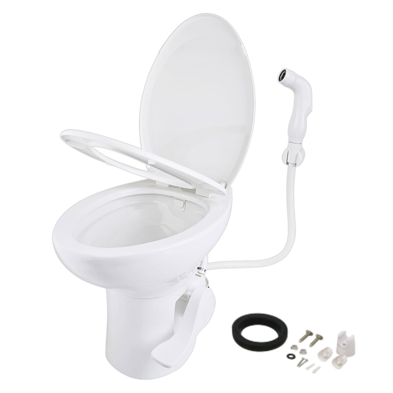 SEAFLO Ceramic Residential Height Camper/RV Toilet with Sprayer Attachment
