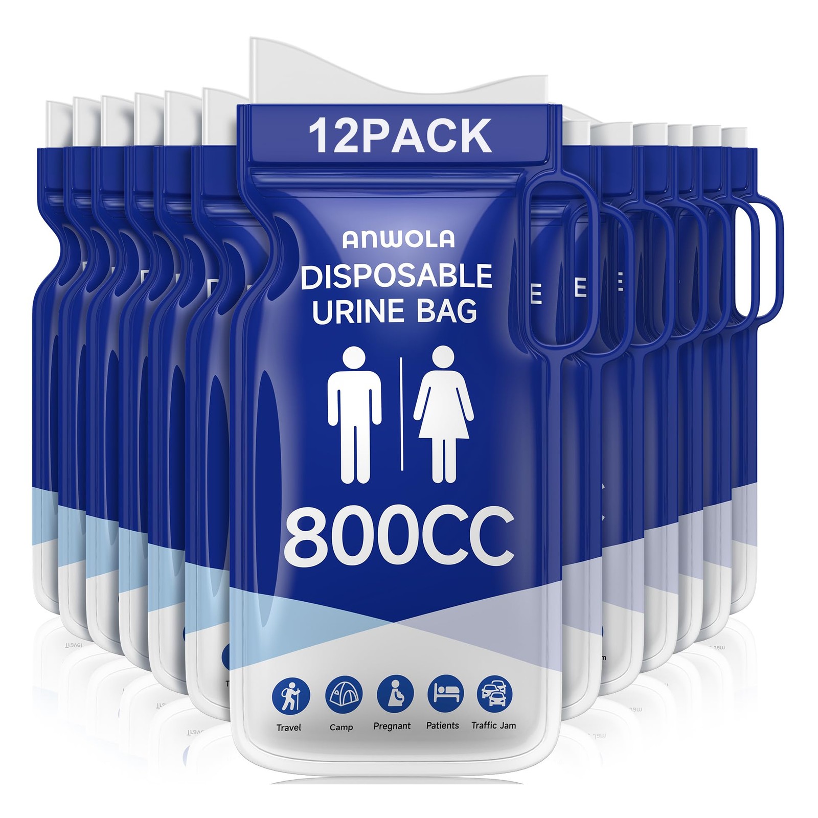 Disposable Urine Bags with Handle, 12 Pack 800ml Pee Bags for Travel for Men …