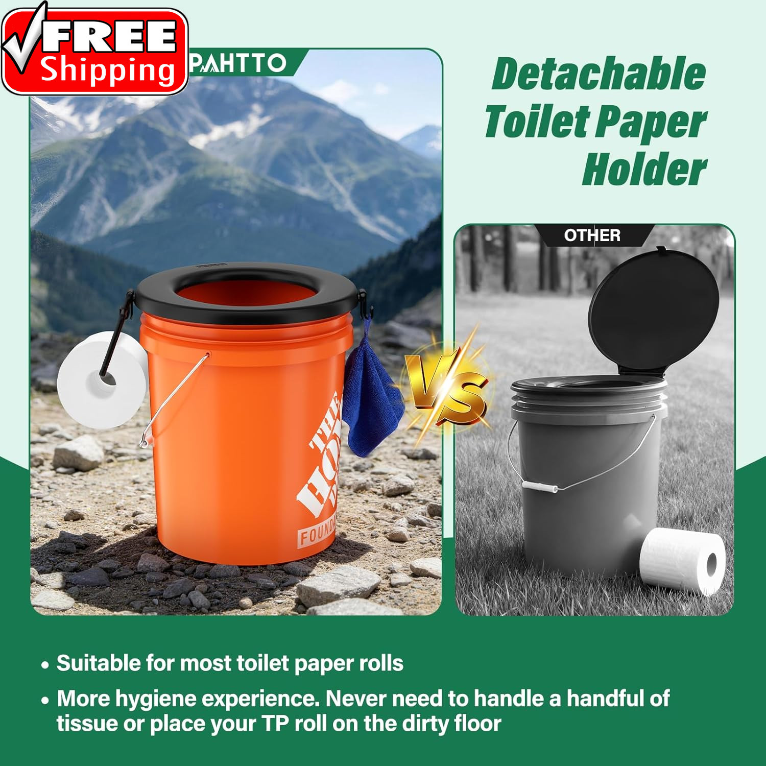 Bucket Toilet Seat, Portable Toilet Seat for 5 Gal Buckets, Camping Toilet Seat,