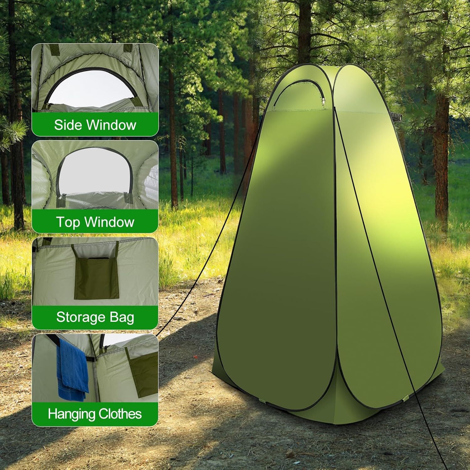 ATCWF Adult Portable Toilet Kit – Steel Toilet, Pop Tent, Carry Bag