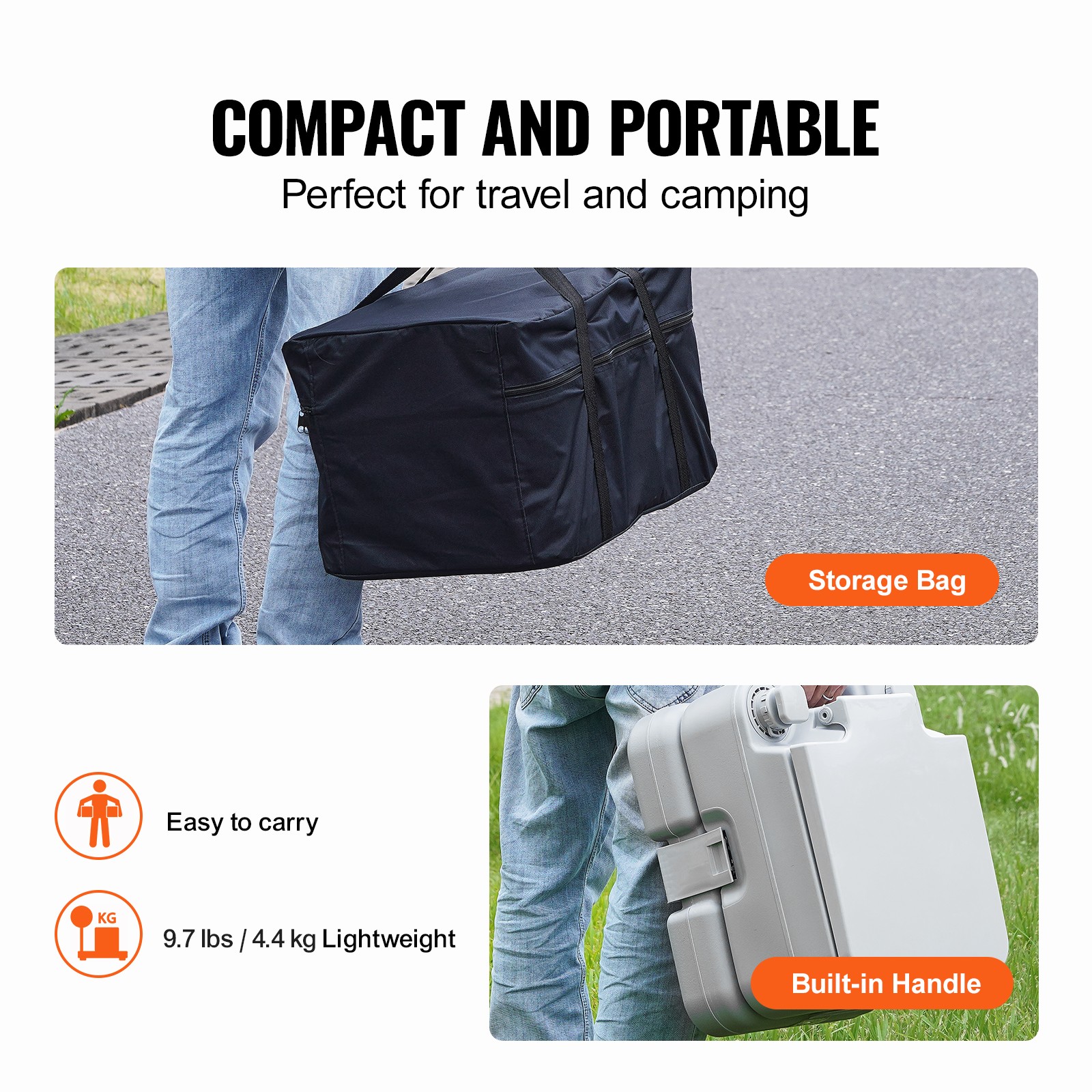 Uimoso Portable Travel Toilet with Flush, 3.2 Gal for Camping and Indoor Use