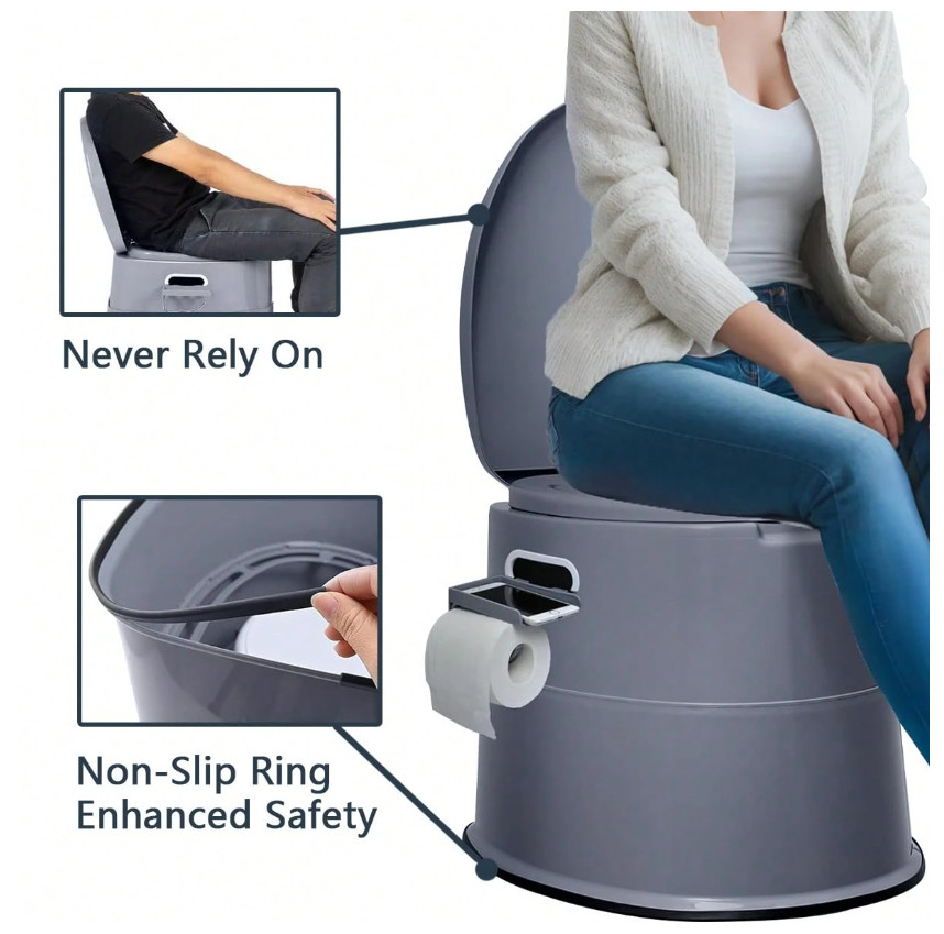 Portable Camping Toilet Jumbo Porta Potty w Removable Bucket RV Travel