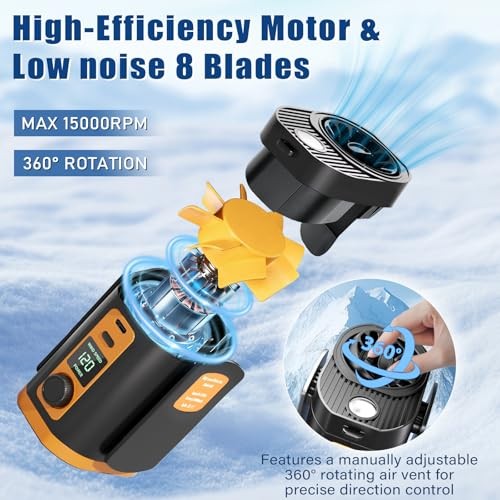 Portable Fan,120-Stepless Dial Waist Clip Fan Turbo Cooling,6000mAh Origin