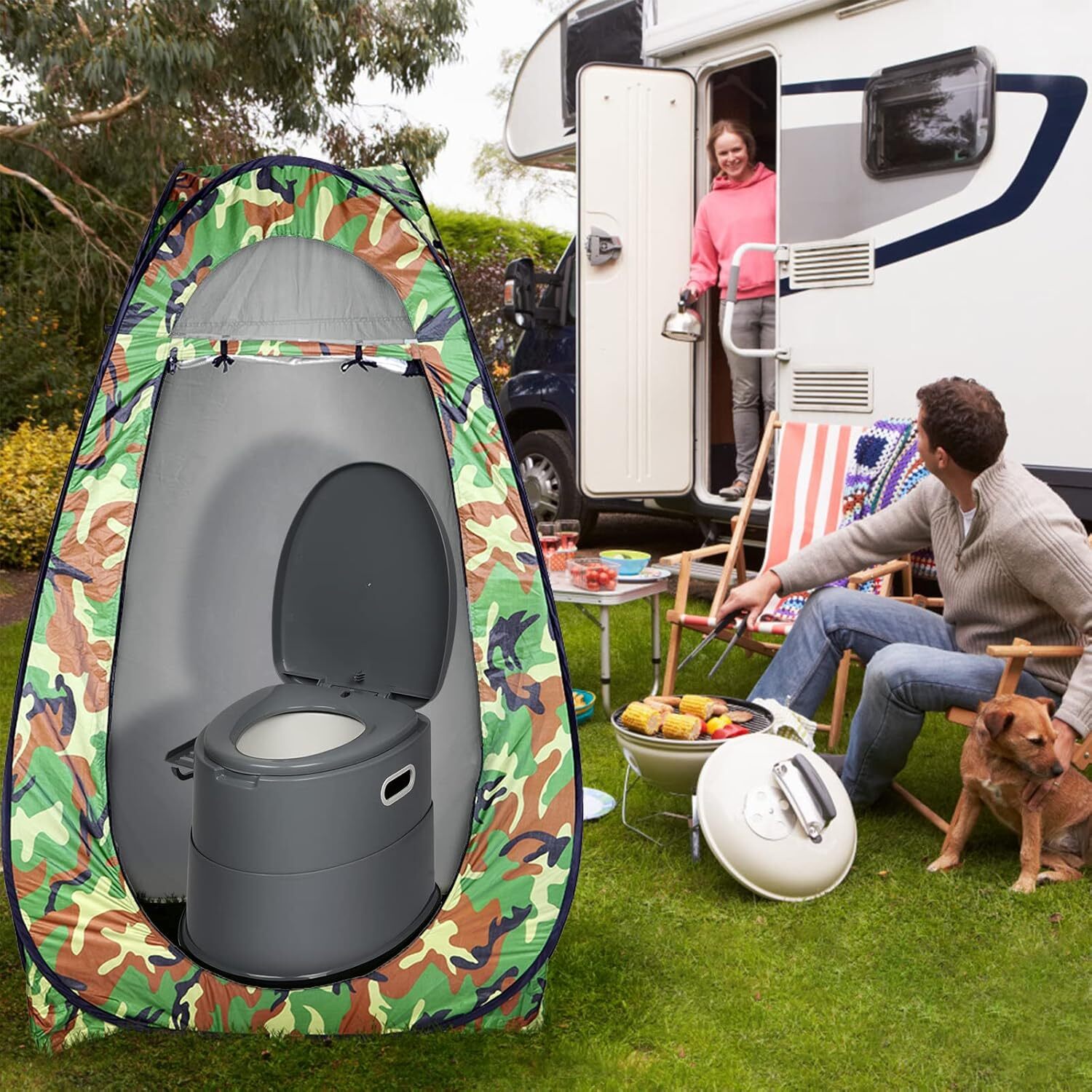 New Porta Potty Portable Toilet Camping Detachable Inner Bucket w/Paper Holder