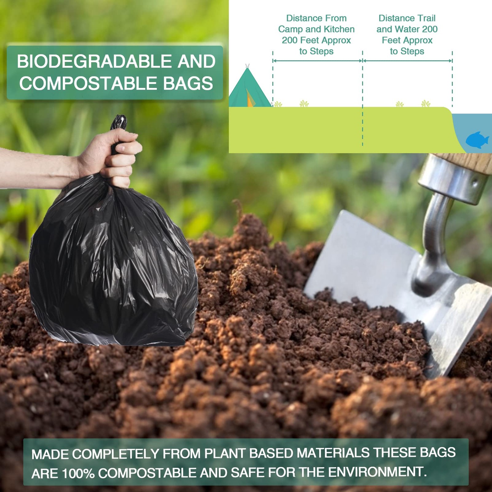 8 Gallon Compostable Toilet Bags Biodegradable for 5 Gal Bucket Camping