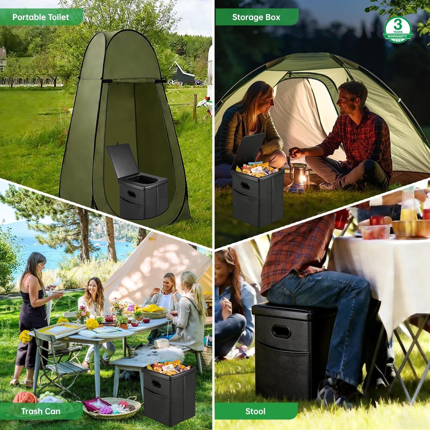 Panmout 16.5″ XL Portable Toilet for Camping, Foldable Travel Toilet for Adults