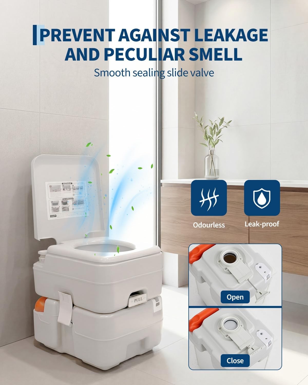 Portable Toilet 5.3 Gallon 3 Flush Porta-Potty Travel Camping Hiking RV Outdoor