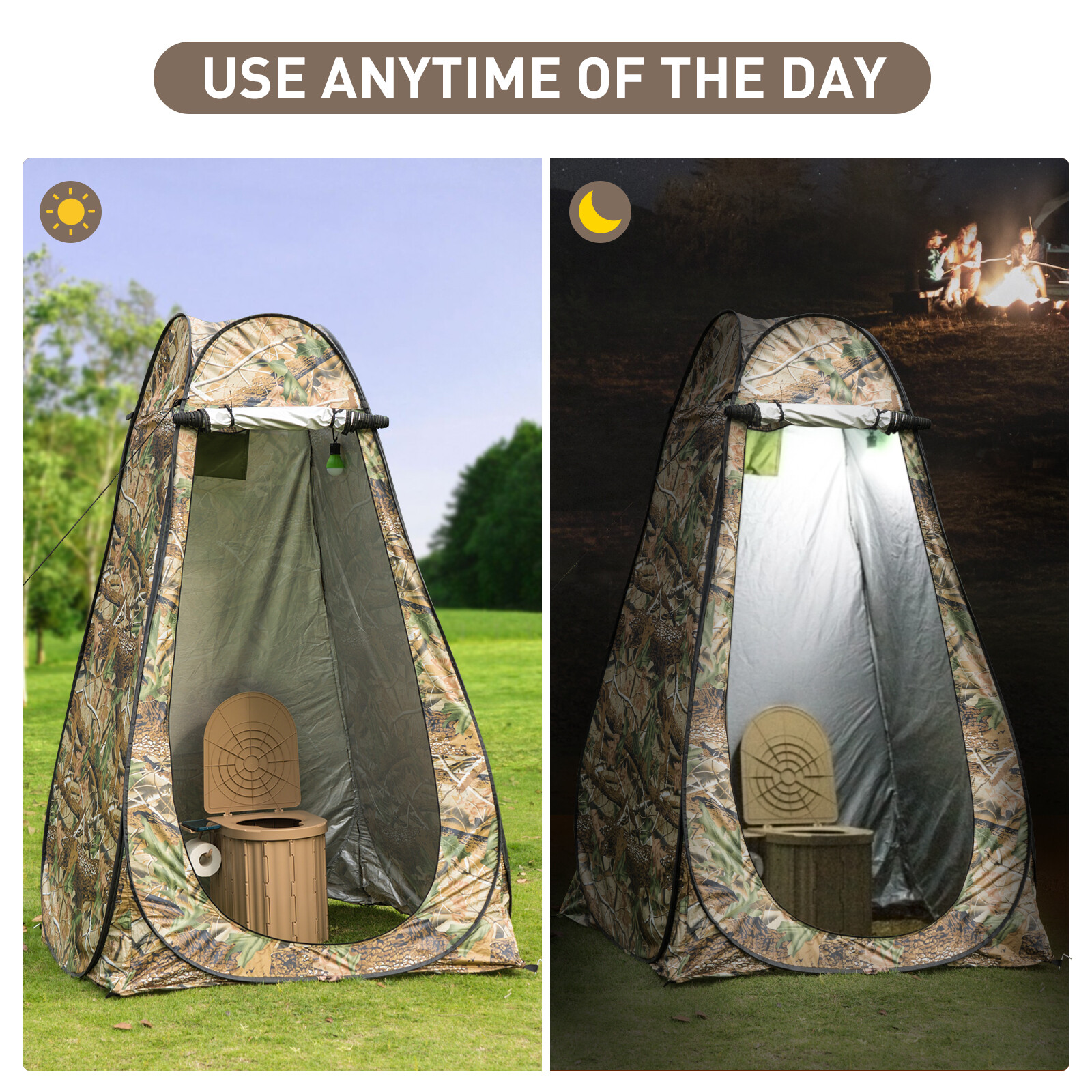 74.8in Portable Toilet with Pop Up Privacy Tent Large Portable Toilet for Adults