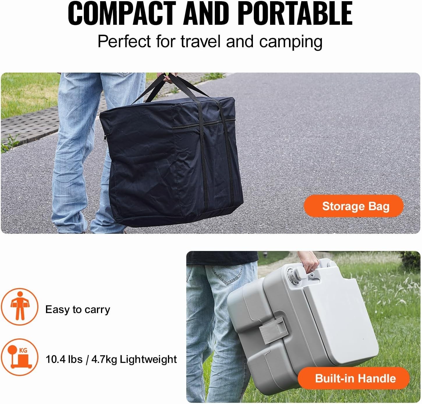 Portable Toilet for Camping, RV Toilet with Carry Bag, 5.3 Gal Waste Tank & 3…