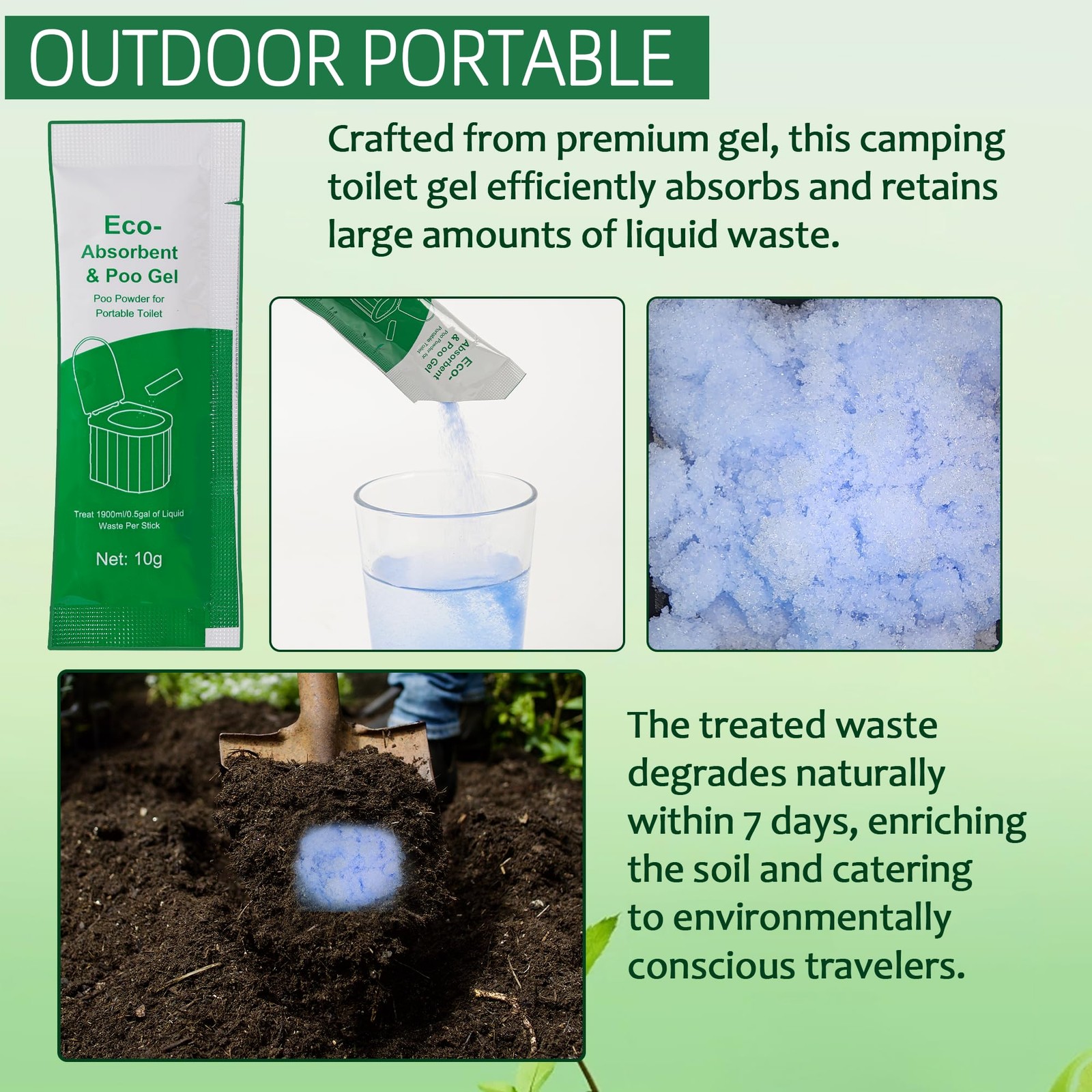 30pcs Portable Toilet Absorbent Gel with 40pcs 6 Gallon Camping Toilets Bags,…
