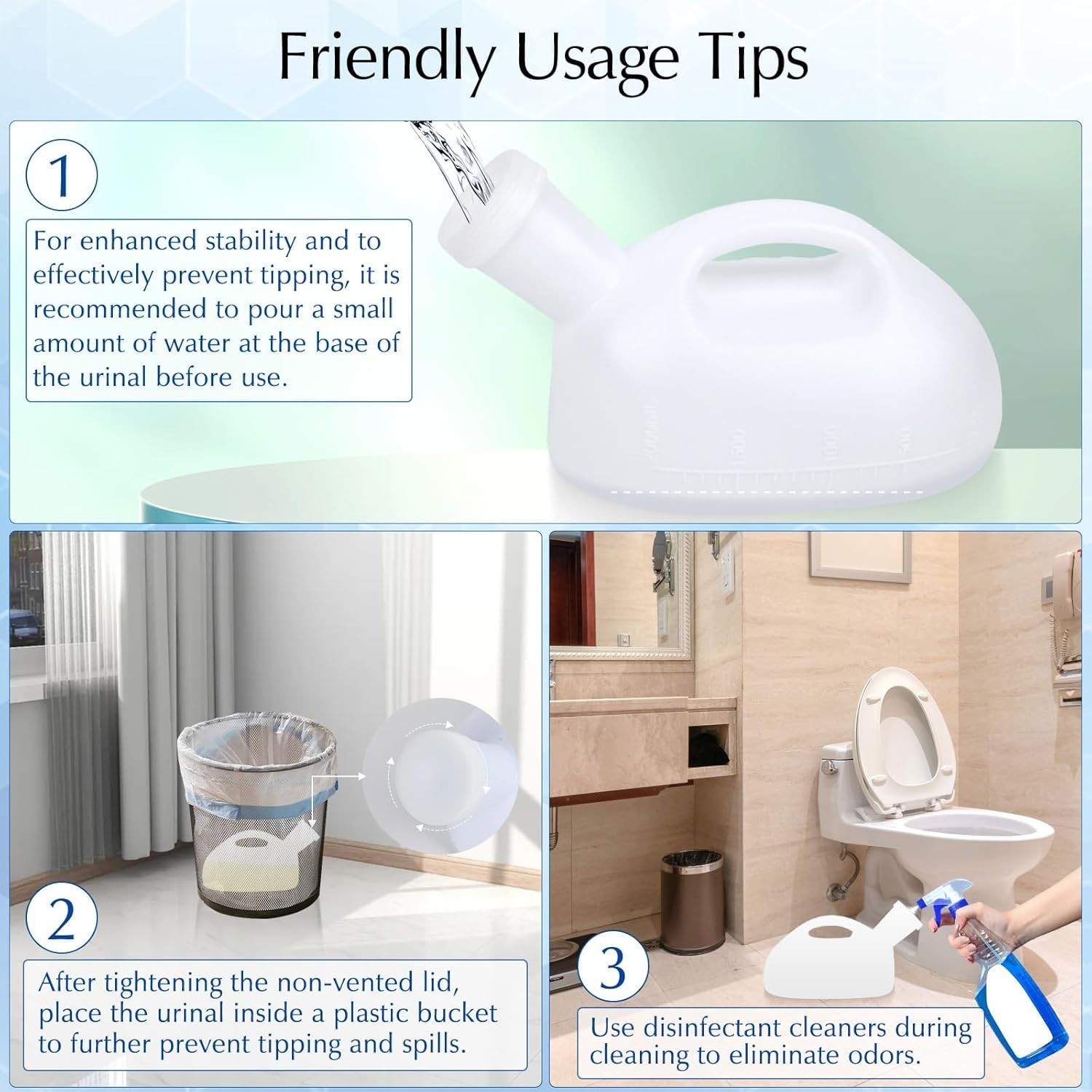 Lightweight & Easy-Clean Male Urinal – Reusable, Spill Resistant Plastic Bottle