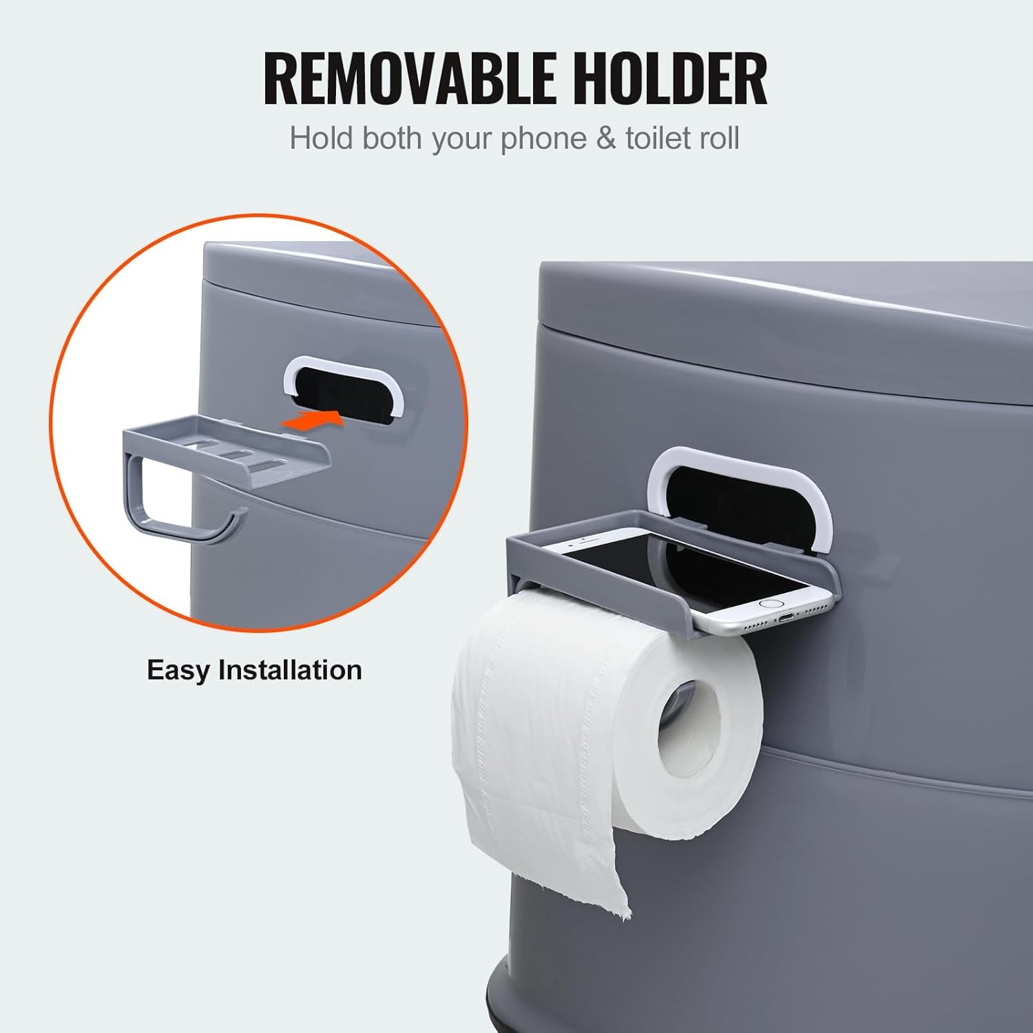 RV Toilet for Camping, Portable Toilet with 1.3 Gal Detachable Inner Bucket & Re