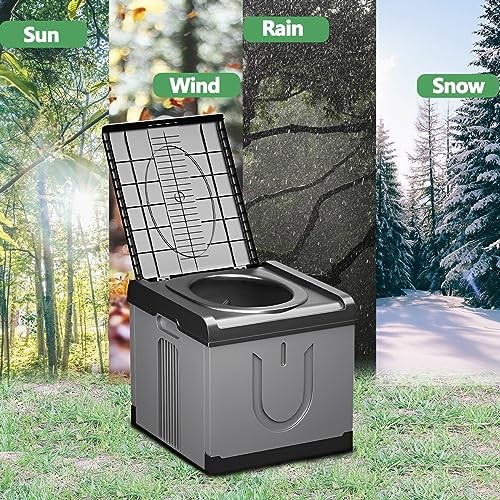 Portable Toilet for Adults Camping, 17.3x16x17 In-Large Portable square