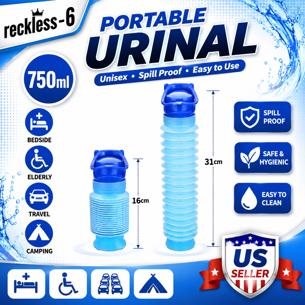 Male Female Portable Urinal Travel Camping Car Toilet Pee Bottle Emergency Kit