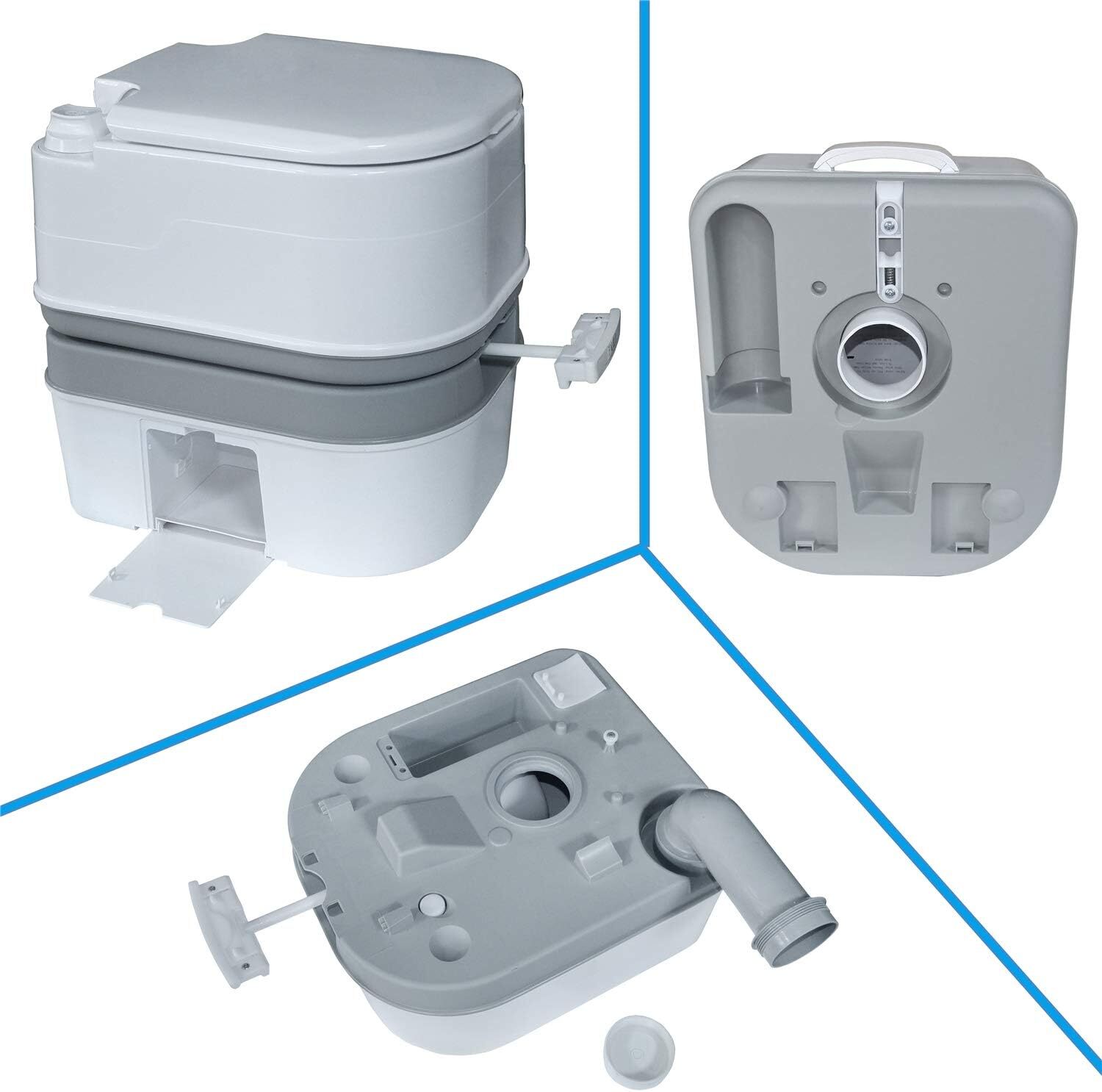 6.3 Gallon 24L Advanced Portable Toilet Flush Camping Travel Piston Pump Commode