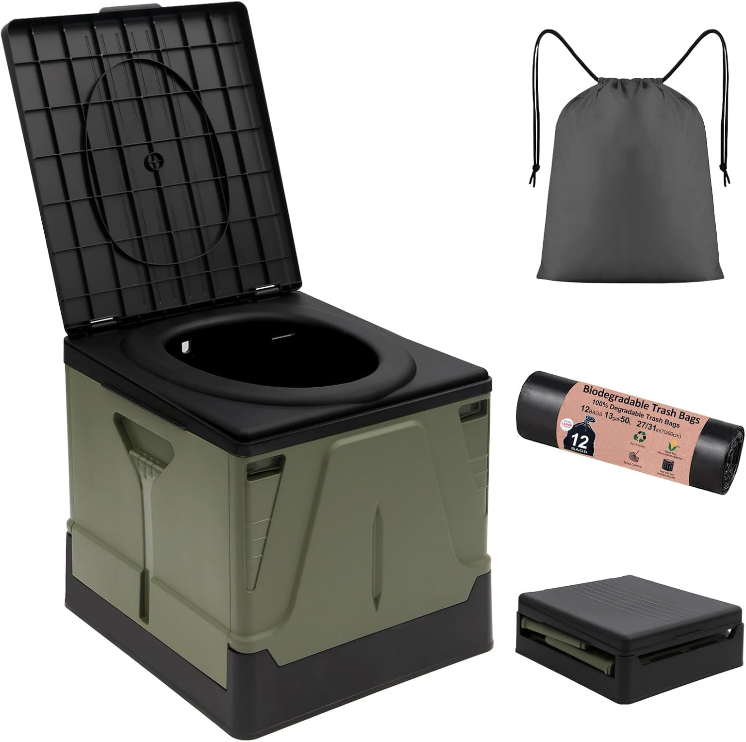 PORMYTRIP Portable Foldable Toilet for Camping, Travel, and Home Use
