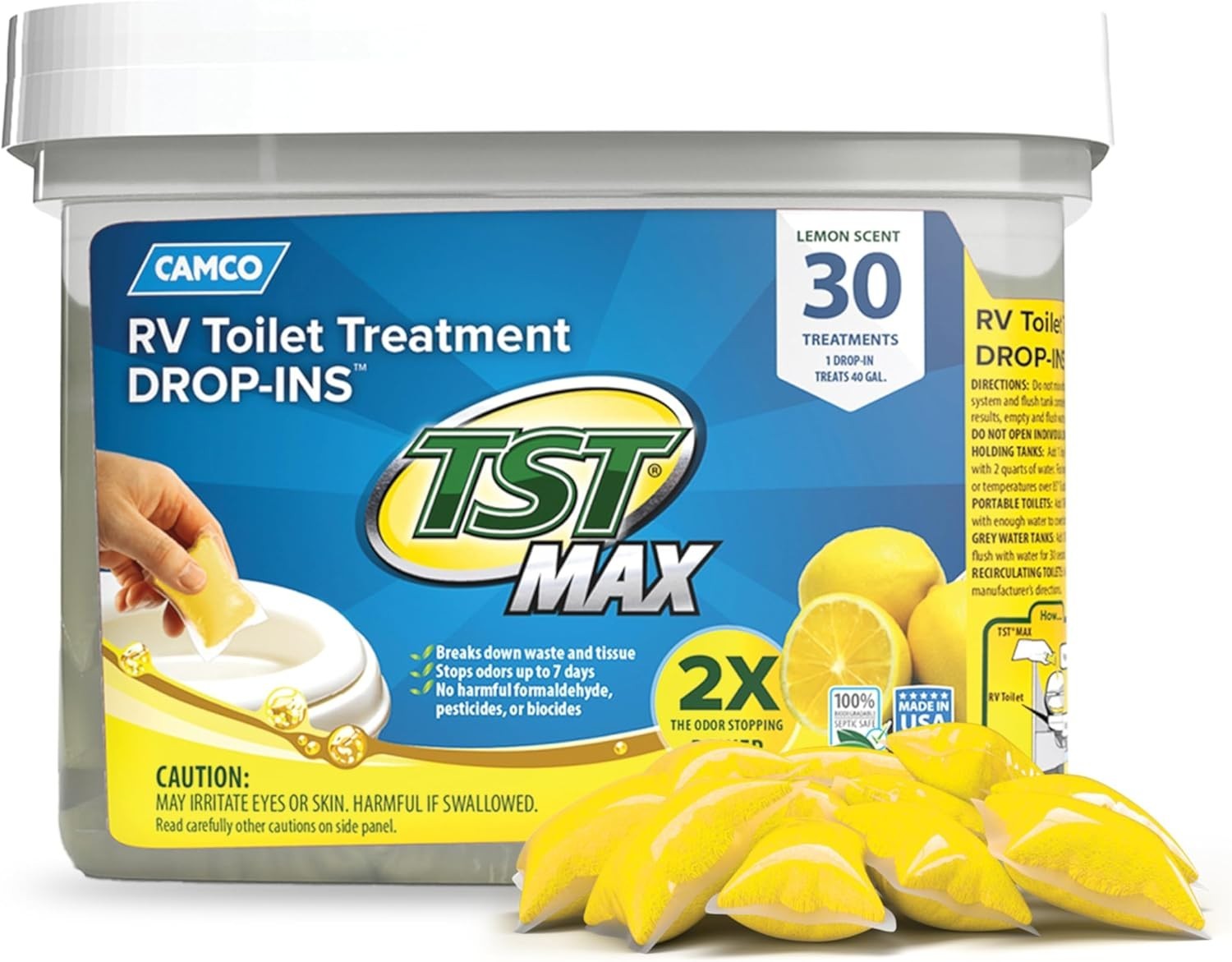 RV Toilet Treatment Drop-Ins 30-Count Lemon Scent Holding Tank Deodorizer