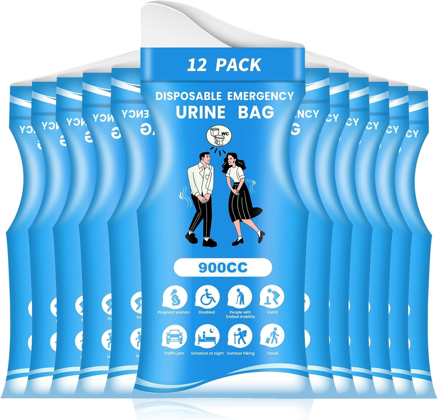 Disposable Urine Bags for Men Women 900ML Emergency Portable Pee Bags 12/24 Pcs
