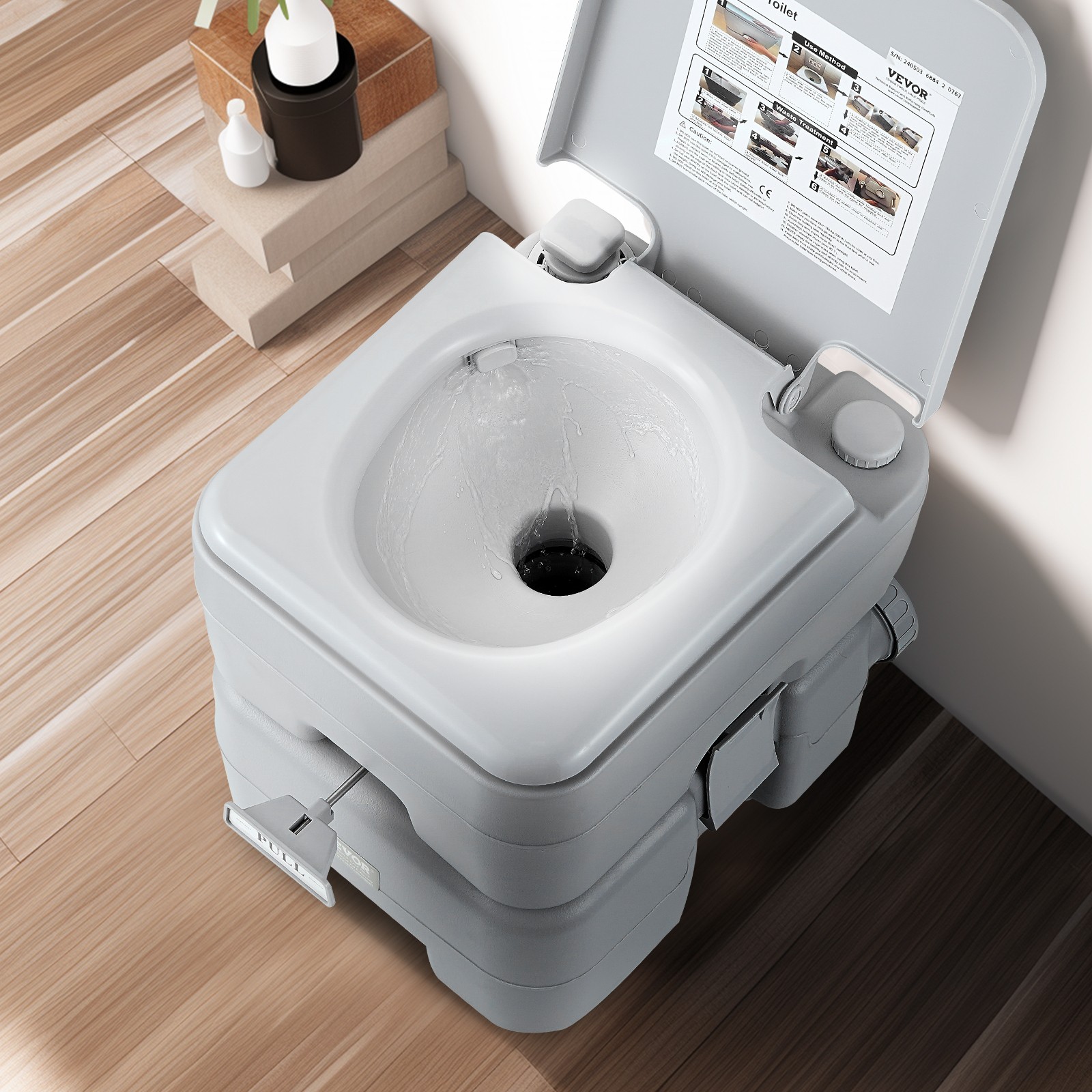 VEVOR Portable Toilet Flush Travel Camping 5.3 Gal Commode Potty with Carry Bag