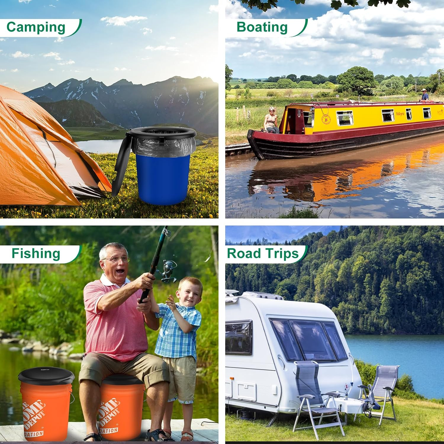 PAHTTO Portable Toilet Seat for 5 Gal Buckets, Camping Toilet with Lid for Adult