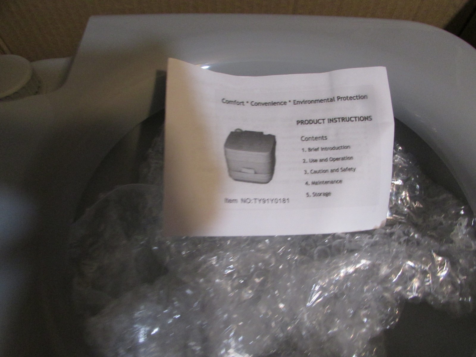 Sandinrayli RV Portable Toilet Light Gray TY91Y0181 Up to 440 lbs Compact Design