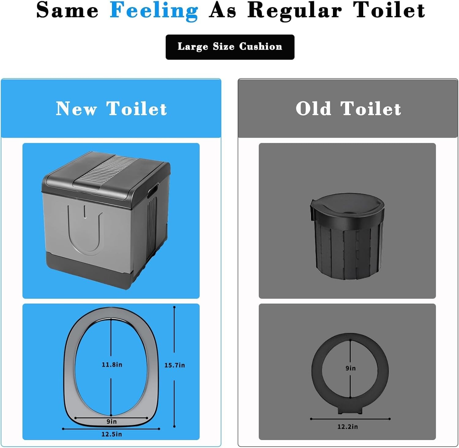 XXXL Portable Toilet for Adults Camping, 17.3x16x15.74 In-Extra Large Travel …
