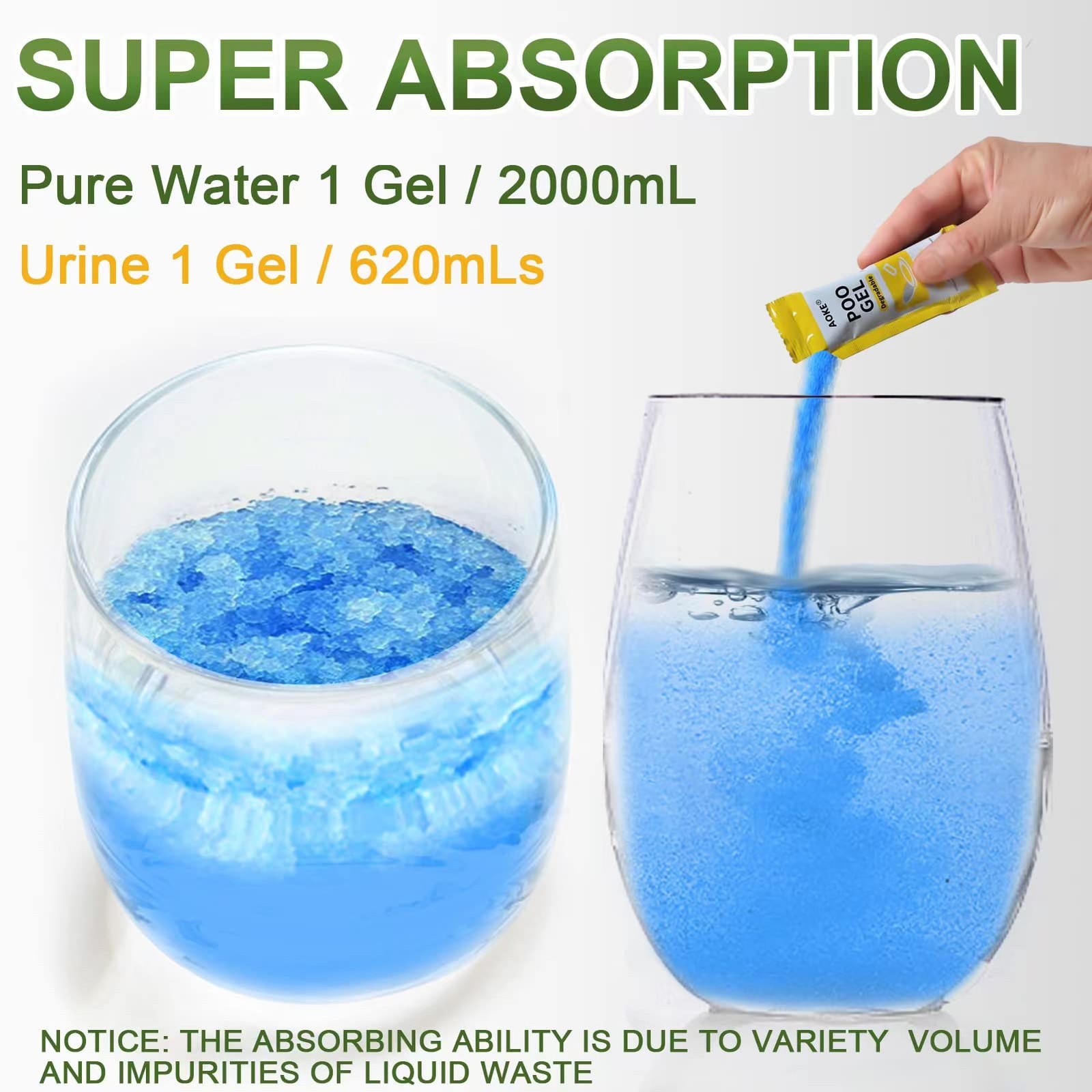 AOKE Portable Toilet Absorbent Gel Powder – Lemon 25 Pack Poo Deodorizing Tre…