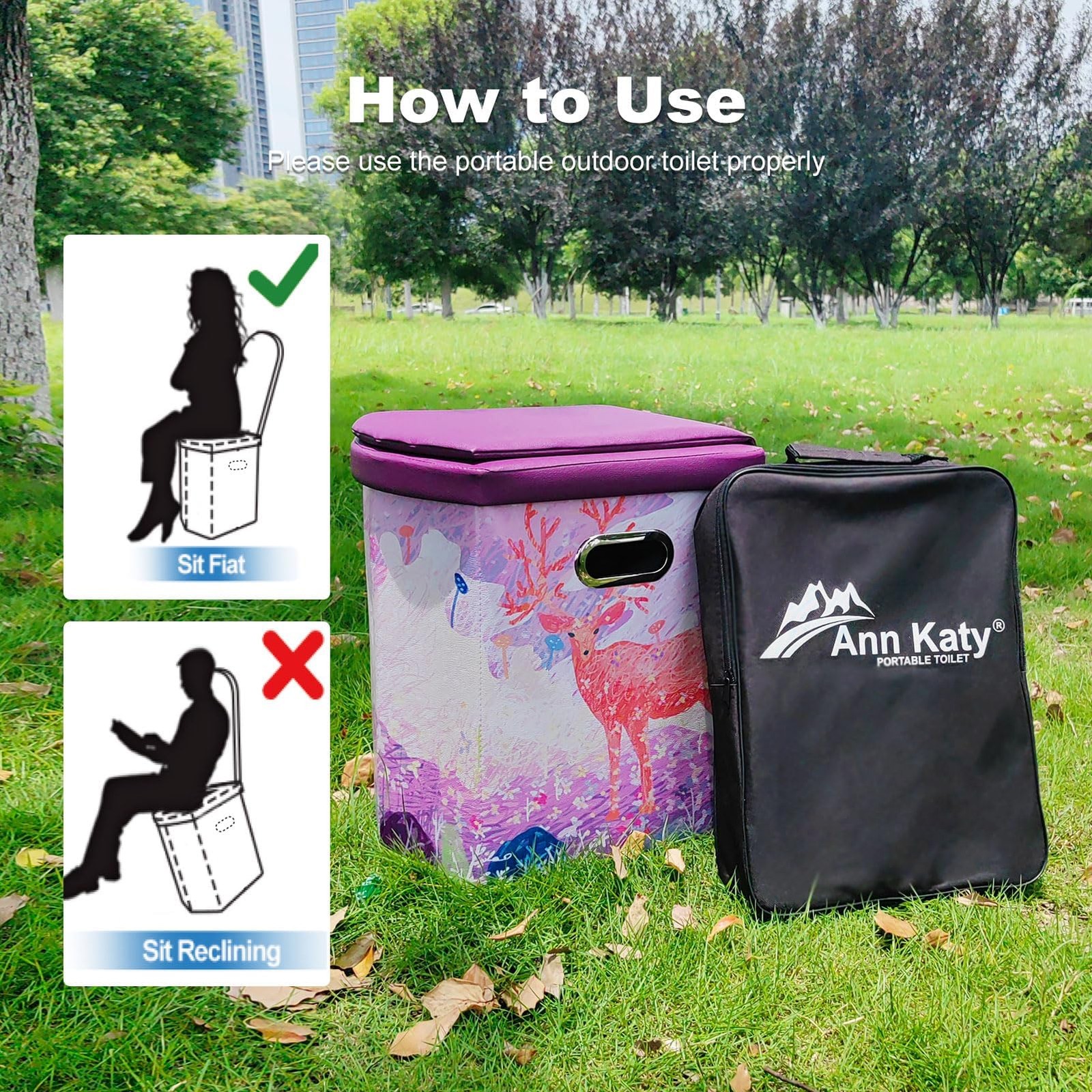 Ann Katy Portable Toilet for Adults, XL Camping Toilet, Foldable Portable Pot…
