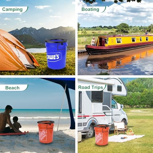 Bucket Toilet Seat, Portable Toilet Seat for 5 Gal Buckets, Camping Black