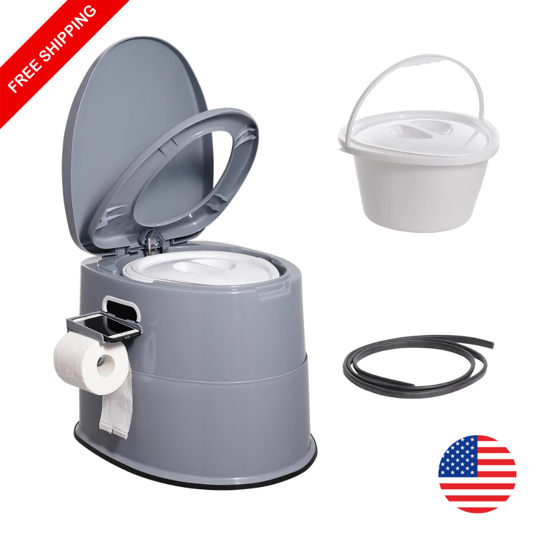 Portable Camping Toilet Porta Potty 1.3G Detachable Bucket Travel Toilet Outdoor
