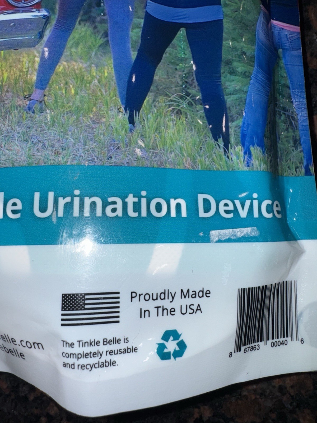 The Tinkle Belle Portable Female Urination Device, Teal and Grey with Case New