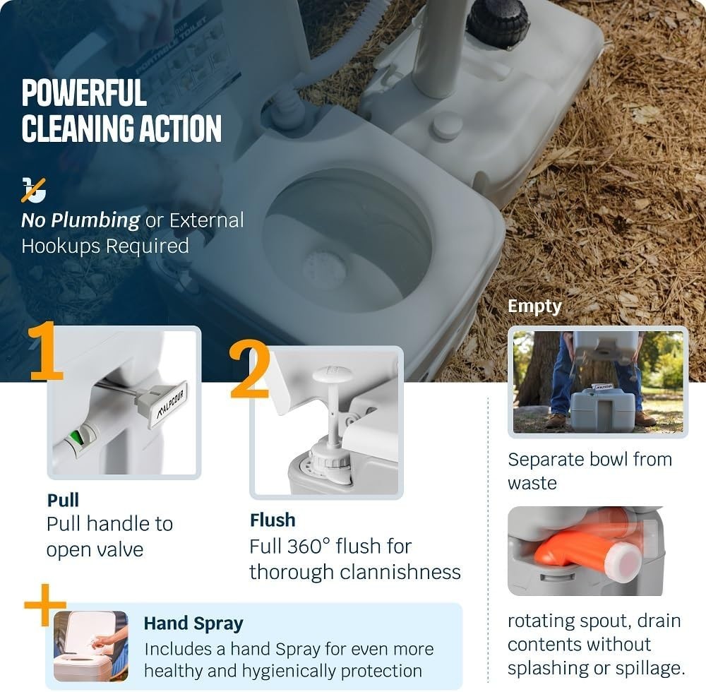Travel-Friendly Portable Toilet with Built-In Sprayer – Ideal for Campers & RVs