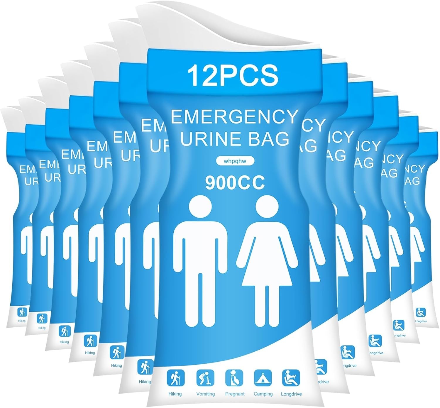 12 PCS Disposable Urine Bags,900ML Pee Bags for Travel for Women and Men,