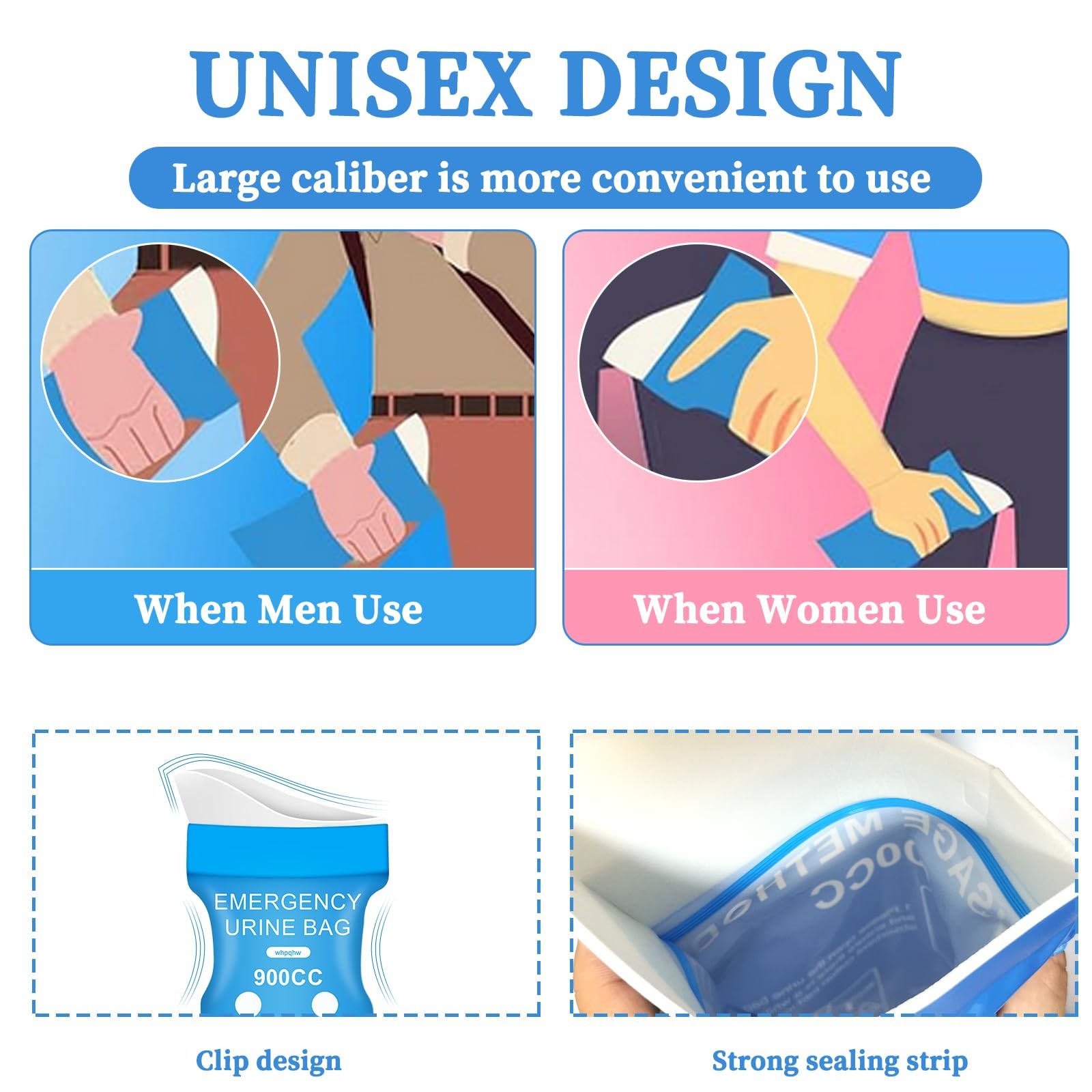 900ML HeavyDuty Disposable Urine Bags 12 Pcs Leakproof for Emergency Travel
