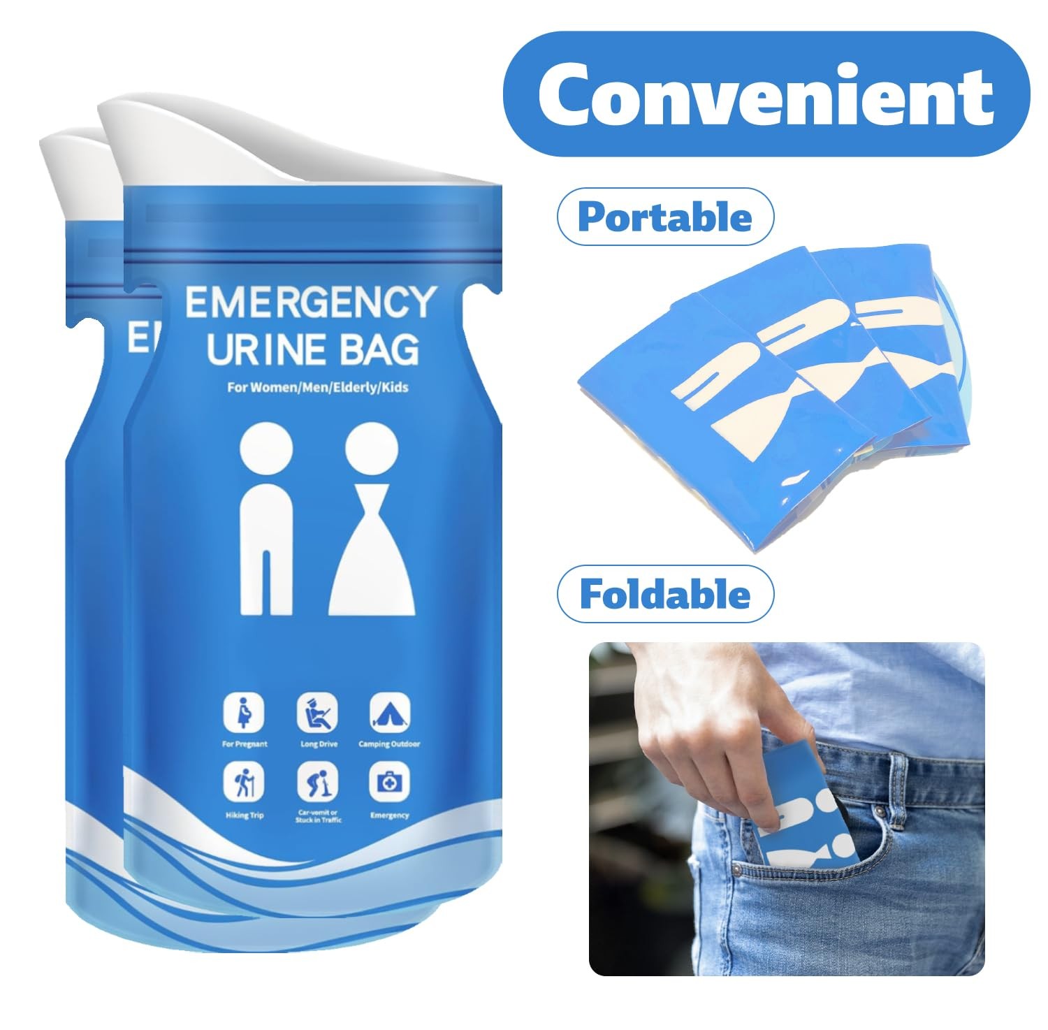 900CC Disposable Urine Bag, 12 PCS Emergency Portable Urinal Bags for Men/Wom…