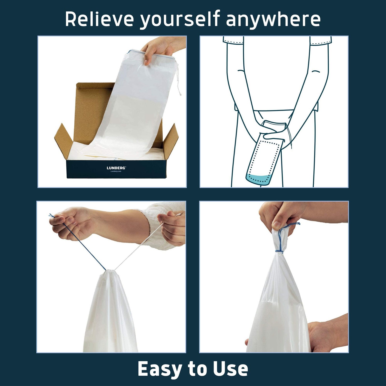 Disposable Urine Bags for Men 20 Count – Medical Grade LDPE Plastic – Portable
