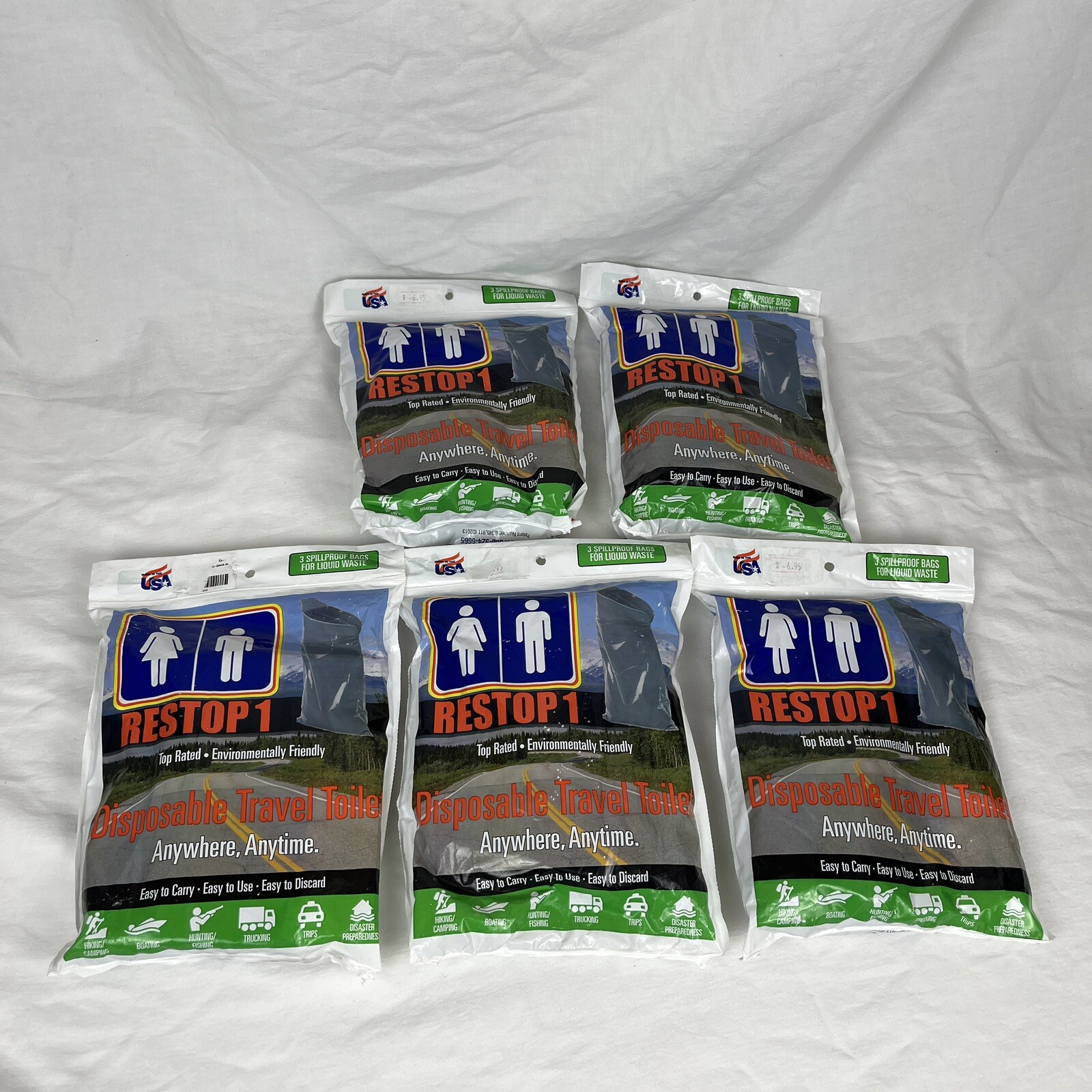 Restop 1 Disposable Travel Toilet Liquid Waste Bag Hygiene Sanitation 15 bags