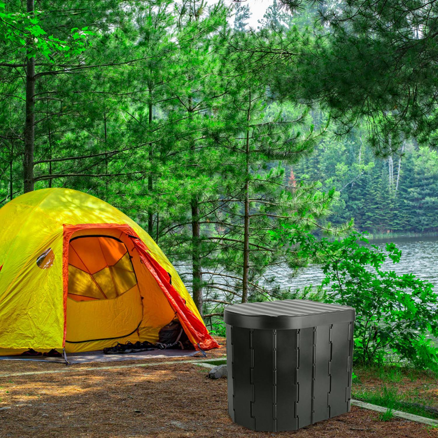 Portable Folding Toilet Potty Seat for Travel Camping Car Emergency Kit with Lid