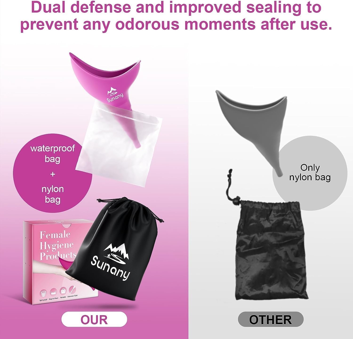 Vibrant Fuchsia Female Urinal – Hygienic Silicone Design for Camping & Travel