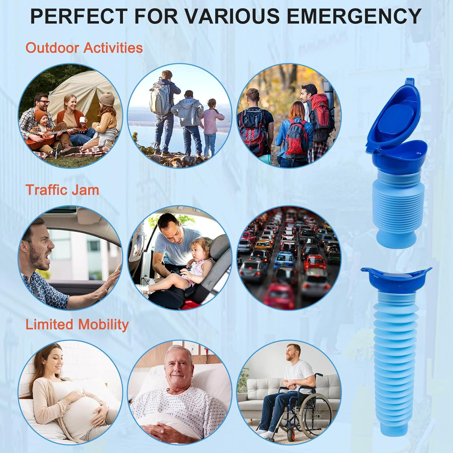 Pee Bottles for Men, Portable Urinal for Men, Collapsible Urine Bottle 750ML, Ca