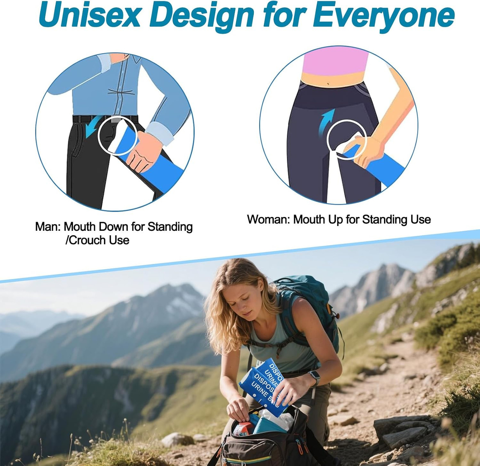 Disposable Urine Bags 900ml Unisex Leak-Proof Travel Emergency Relief for Adults