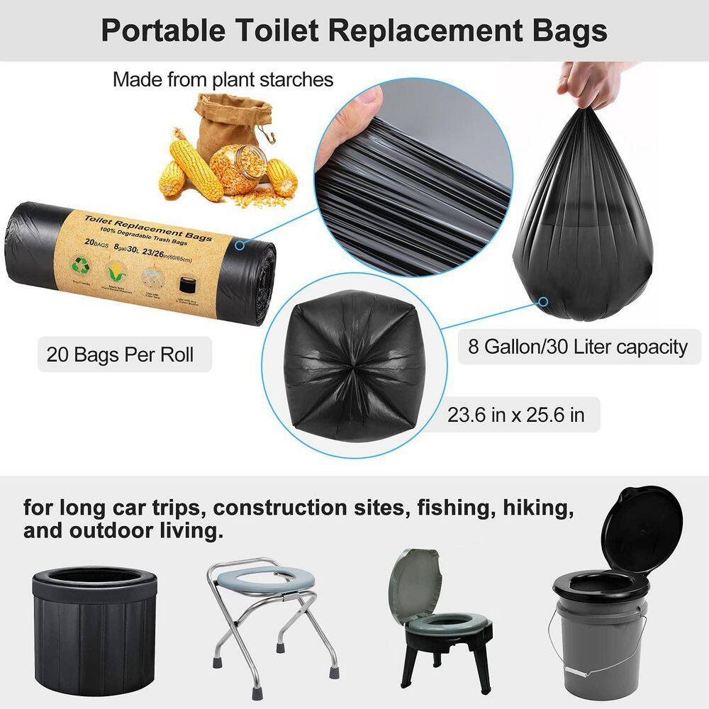 40-Pack Heavy Duty 8 Gal. Compostable Toilet Bags for Portable Toilets, Camping,