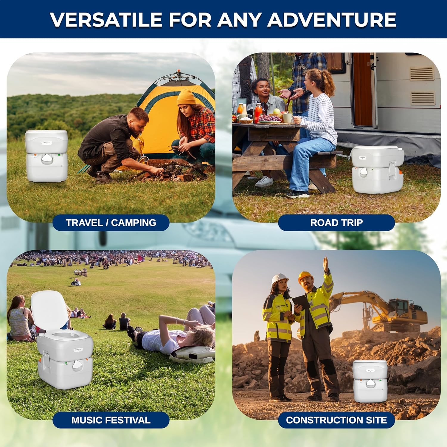 5.8 Gal Portable Camping Toilet for Adults, 120+ Flushes Porta Potty Camp Toilet