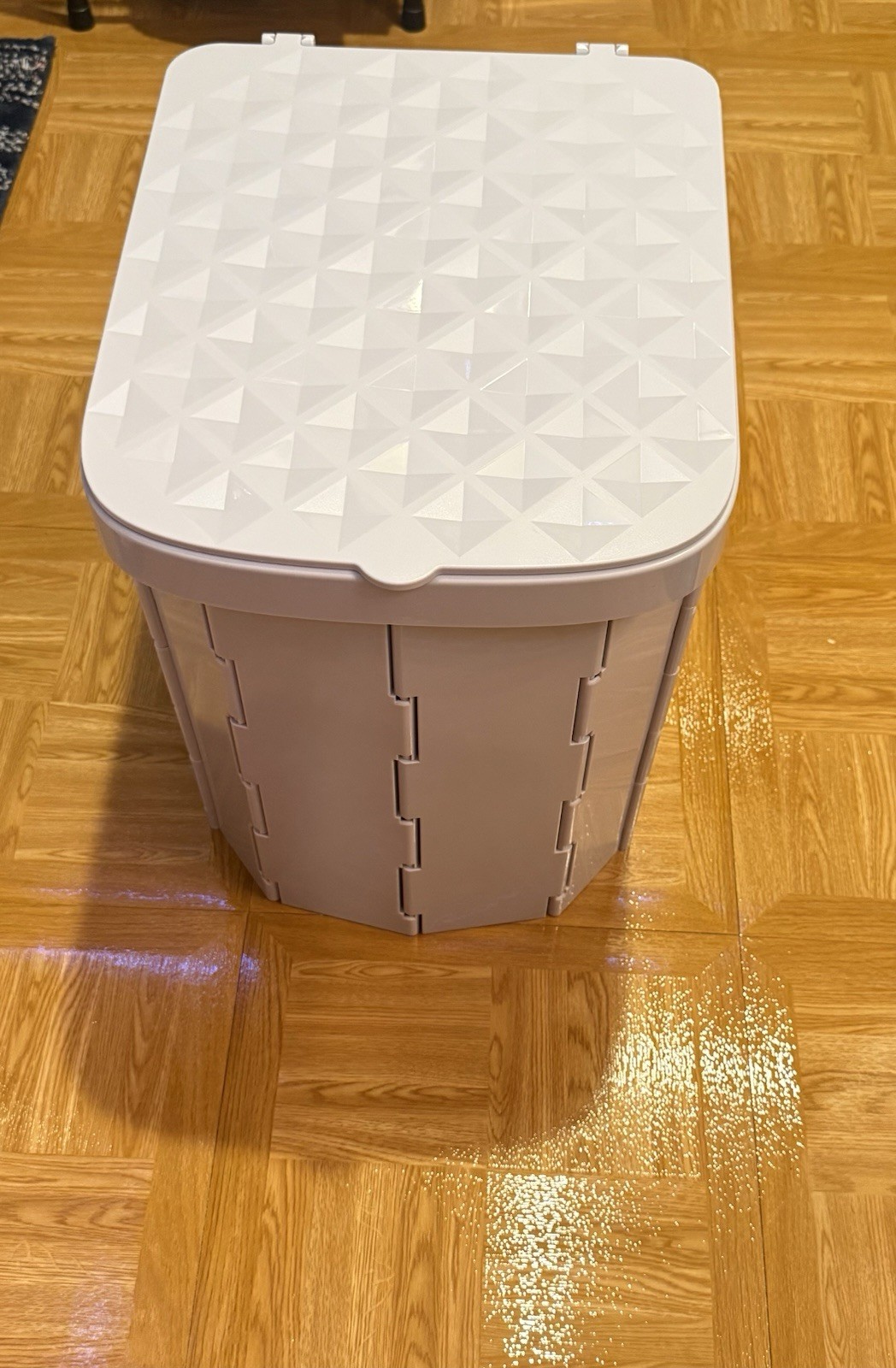 Foldable Portable Camping Toilet, Plastic White/Gray, Rectangular 14x14x11